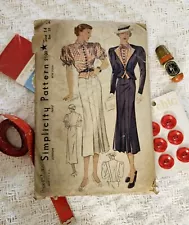 Vtg SIMPLICITY DRESS PATTERN 1930'S RARE Size 14