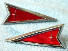 (2) 1974 Pontiac Ventura GTO Sail Panel Emblems, Crest, Arrow, OEM, GM #9861625