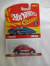 Hot Wheels 2005 Classics Series 1, VW Volkswagen Beetle Red Sealed In Card