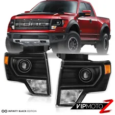 [FACTORY PROJECTOR STYLE] For 09-14 Ford F150 Black Projector Headlight Lamp L+R