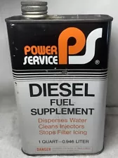 POWER SERVICE DIESEL FUEL Vintage 32 FL OZ Square CAN COLLECTABLE