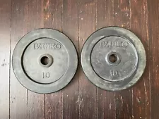 Lot of TWO: Ivanko 10# pound Rubber Encased (RUB) Steel Weight Plates 1" hole