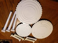 WILTON 10” Round White Scalloped Circles Of Strength Lot Pillars Columns