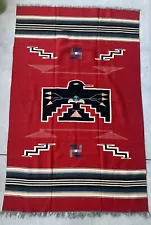 Chimayo Rug Weaving Thunderbird Rolling Logs 1920’s-30’s Size 81x52 See Pics