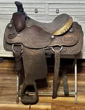 Used 15-1/2” Ammerman 1995 Trophy Roping Saddle - Great Condition