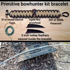 Primitive Bowhunter Kit Paracord Bracelet For Making Survival Bow And Arrow