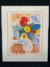 Vintage Original Still Life Watercolor "Bouquet of Flowers" By Charles Levier