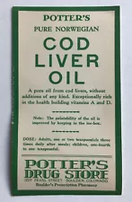 Vintage Pharmacy Label Cod Liver Oil Potters Drug Store Boulder Colorado