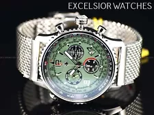 NEW CHASE DURER CDW-0071 FLIGHT COMMANDER SWISS CHRONO SAPPHIRE GREEN SS WATCH