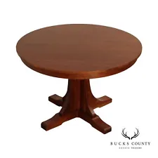 `Stickley Mission Collection Round Cherry Extendable Dining Table