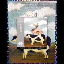 STACKED FARM ANIMAL JIGSAW PUZZLE Hallmark folk art rustic farmhouse cow pig hog