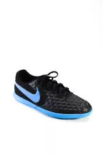 Nike Mens Diamond Print Tiempo Low Top Lace Up Sneakers Black Blue Size 9