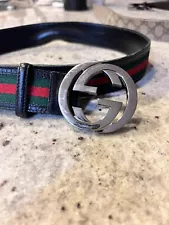 Authentic Gucci Web Green/Red/Black Belt