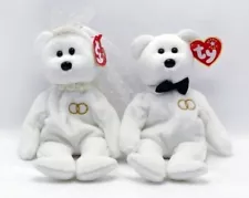 Ty Beanie Baby 2001 Mr and Mrs Teddy Bear Bride and Groom Wedding Set of 2