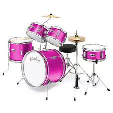 New ListingOPEN BOX - 5-Piece Junior Drum Set with Brass Cymbals - Starter Kit - Pink