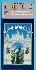 Super Bowl XXII Ticket Stub Broncos vs. Redskins