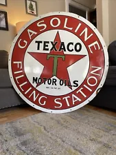 Vintage Large Texaco Filling Station Porcelain Sign 42”