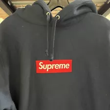 Supreme Box Logo Hoodie Navy Red Sz Large L FW16 2016 HOODED SWEATSHIRT