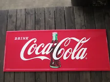 Coca-Cola Large Steel Sign Red Bottle with Embossed Script Logo 60" x 24"