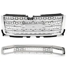 For GMC Sierra 2500HD/3500HD Denali 2011-2014 Front Upper Lower Grille Chrome (For: 2011 GMC Denali)