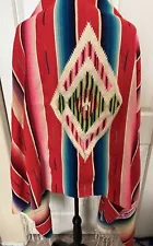 Vintage Rainbow Saltillo Serape Hand Woven Wool Mexican Blanket 34” x 78”