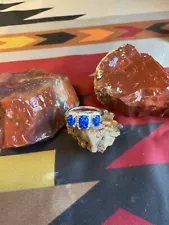 sterling 925 blue fire opal ring size 8 1/2 - 3 grams