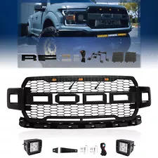 New ListingMatte Black Raptor Style Mesh Grille For Ford F150 2018 2019 2020 W/2Side Lights