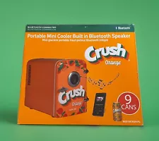 New ORANGE CRUSH 9-Can Portable Mini Cooler Fridge w/ Built In Bluetooth Speaker