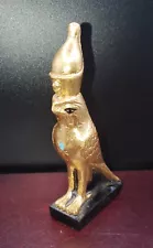 God Horus Golden Statue Wearing Crown Falcon Figurine