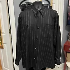 Men's INSERCH Linen 2pc Walking Suit Black Pinstriped ;Sz 36 Pants, Sz L Shirt