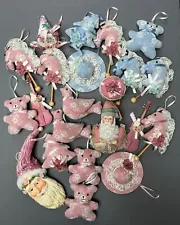 Vintage Victorian Christmas Ornaments Pink Blue Lace Lot 22