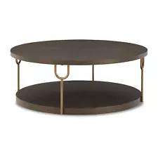 Signature Design by Ashley Contemporary Brazburn Coffee Table, Dark Brown/Gold