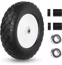 Upgraded 16" Flat Free Wheelbarrow Wheels and Tires, 4.80/4.00-8 Solid Wheelbarr