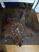 Cypress Tree Stump Clock Live Edge Epoxy Gloss Slab Wood Finish 14 Inch