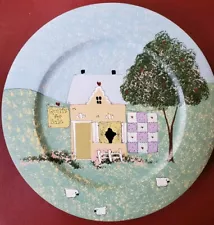 Chiantia & Fox Handpainted Wooden Plate: Quilt's For Sale