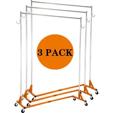 3 Set Z-Truck Clothing Rack Rolling Garment Z-Rack Lockable Casters Heavy-duty