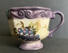 MERLOT HAND PAINTED COLLECTION TABLETOPS UNLIMITED COFFEE MUG Grapes, Vines Leaf