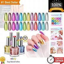 Metallic Nail Polish Set: 12 Colors Mirror Chrome Glitter Nail Polish 0.34 oz...