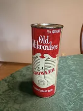 Old Milwaukee 24 Oz Growler Flat Top Beer Can, Empty