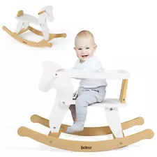 Belleur Wooden Rocking Horse for Toddler 1-3 Year Old - White