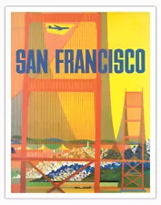 SF California - The Golden Gate Bridge Vintage Poster by David Klein 1950s