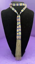 Unique Long Handmade Seed Bead Native American Style Necklace w/Tassel SALE!