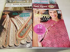 Lot of 7 Crochet Pattern Leaflets, Books Afghans Shawls