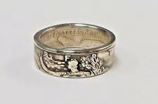 Coin ring HANDMADE from Silver Walking Liberty Half Dollar 1934-47 in size 6-15