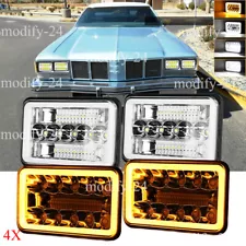 4Pcs Fit Oldsmobile Delta 88 1976-86 4x6'' LED Headlights Hi-Lo DRL Angel Eyes (For: 1989 Oldsmobile Delta 88)