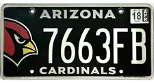 *99 CENT SALE* 2018 Arizona CARDINALS Football License Plate #7663FB No Reserve