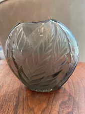 Lalique Crystal Green Filicaria Pillow Vase Signed