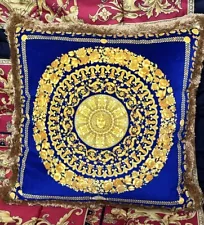 Gianni Versace Classic Baroque Pillow 17” Red Blue Gold Trim New Authentic