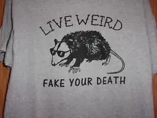 CRITTER LIVE WIERD FAKE YOUR DEATH gray L surf style t shirt