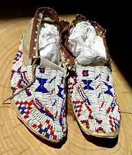 LAKOTA SIOUX Indian Native American Beaded Adult's Early 1900's Moccasins